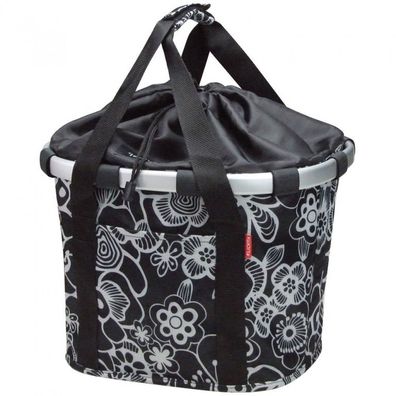 KLICKfix Fahrradkorb Fahrradtasche Bikebasket Reisenthel fleur schwarz 35x28x26 cm
