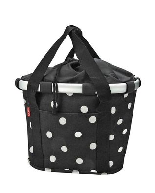 KLICKfix Fahrradkorb Fahrradtasche Bikebasket Reisenthel black dots 28x26x35 cm