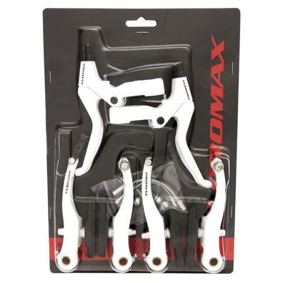 Promax Bremsenset V-Brake mit Bremshebeln vorne hinten weiß Aluminium 110 Millimeter