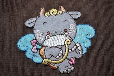 Applikation Bügelbild Engel Kuh