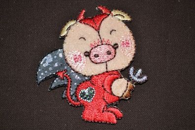 Applikation Bügelbild Teufel schwein