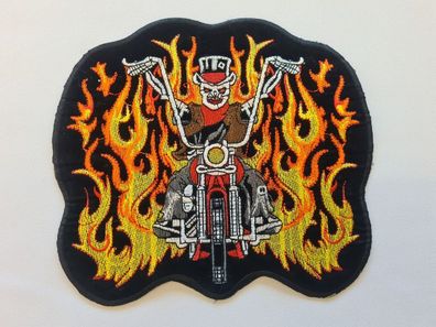 Applikation/Bügelbild Motorrad Flammen groß