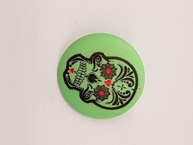 Knopf 20mm Öse Polyester Totenkopf bunt/mint