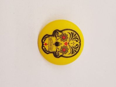Knopf 20mm Öse Polyester Totenkopf bunt/gelb