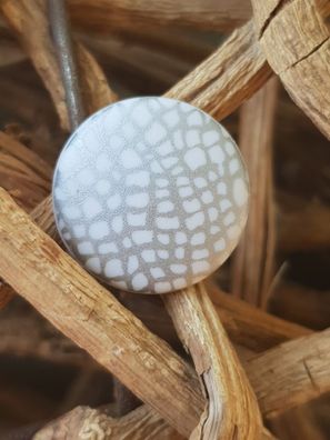 Knopf 20mm Öse Polyester Muster weiß/silber