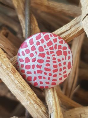 Knopf 20mm Öse Polyester Muster fuchsia/silber
