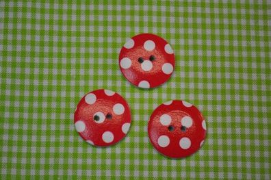 Holz Knopf Dots rot
