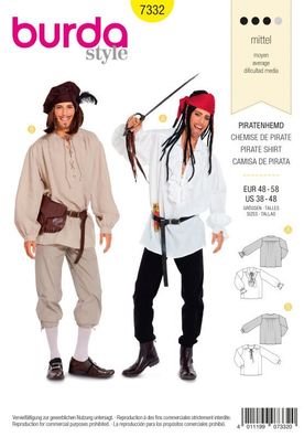 Schnittmuster Piratenhemd Burda 7332
