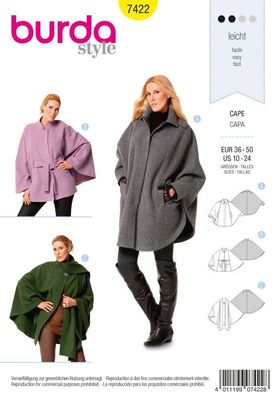 Schnittmuster Cape Burda 7422