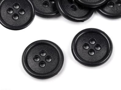 Knopf 15mm 4-Loch 15mm Schwarz