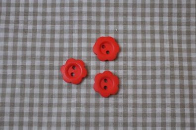 Knopf 15mm Holz Blume rot