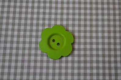 Knopf 30mm Holz Blume Grün