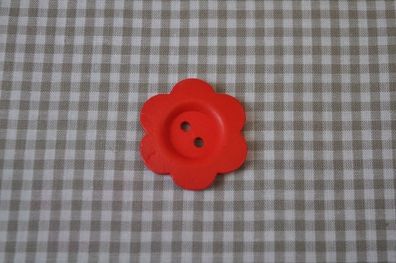 Knopf 30mm Holz Blume Rot