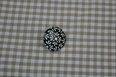 Knopf Tante Ema Blumenmuster schwarz