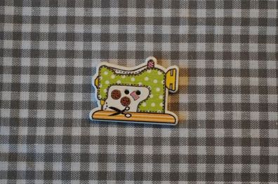 Knopf Nähmaschine Holz Punkte grün