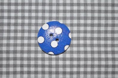 Holz Knopf Dots blau