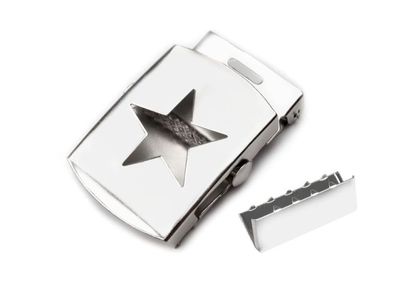 Gürtelschnalle Stern mit Endstück 30mm silber