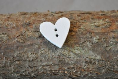 Holzknopf Herz klein weiß 1