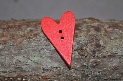 Holzknopf Herz groß rot 2