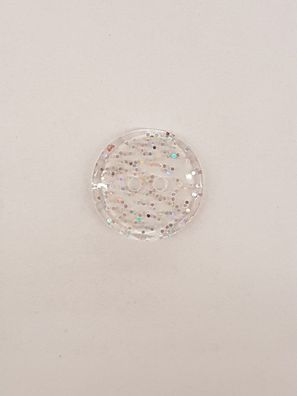 Knopf 20mm 2-Loch Polyester Glitzer durchsichtig
