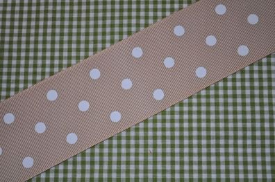 Ripsband Dots hellbraun/weiß 50mm