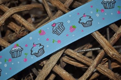 Ripsband * cupcakes* hellblau breit