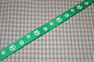 Ripsband Pfoten 10mm grün