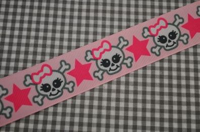 Ripsband Skull rosa