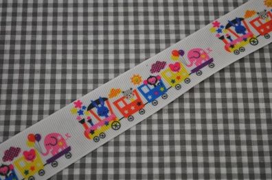 Ripsband Tierzug weiß