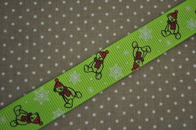 Ripsband Winterbär grün