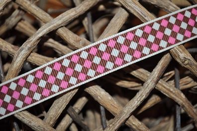 Ripsband mini karo braun