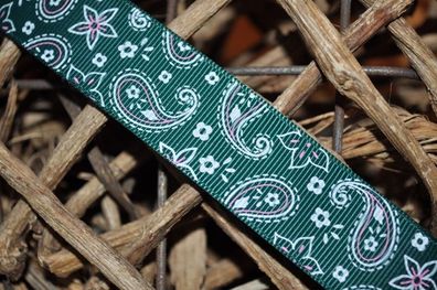 Ripsband Paisley breit dunkelgrün