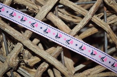 Ripsband Boote schmal rosa