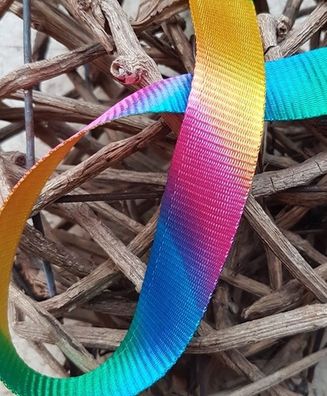 Gurtband 20 mm Regenbogen Farbverlauf