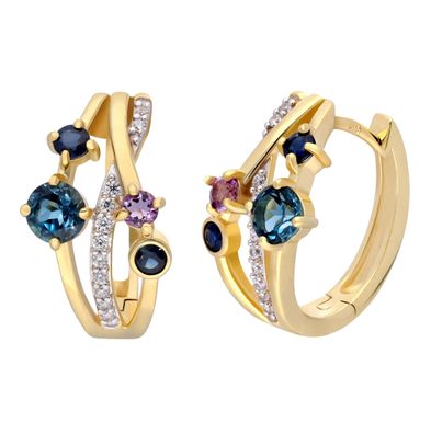 GLIZZ Schmuck Damen-Ohrringe Gold 333 / 8K Multicolor Klapp-Creolen GL8565