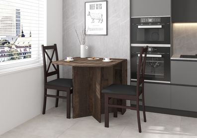 Esstisch-Set - Klapptisch mit zwei ausklappbaren Tischplatten + Stühle