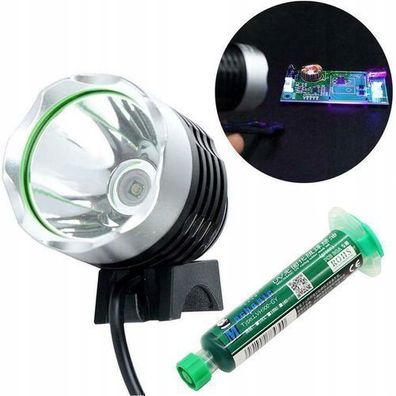 Rosfix Set UV-Lampe 6–10W mit Lötstoppmaske | 5V USB, 365nm, 10g grün