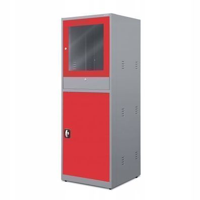 Computerschrank Industrieschrank PC Schrank EDV-Schrank 175x64x63 cm Anthrazit/Rot