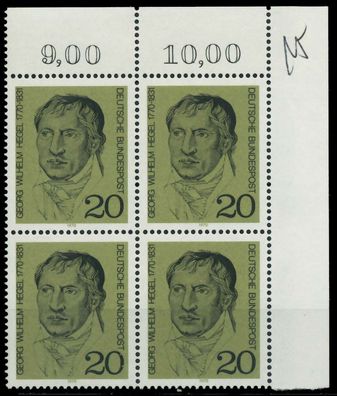 BRD 1970 Nr 617 postfrisch Viererblock ECKE-ORE X7F35D2