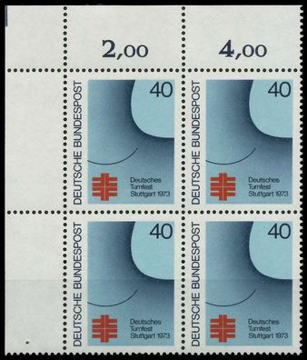 BRD BUND 1973 Nr 763 postfrisch Viererblock ECKE-OLI X5FA9A2