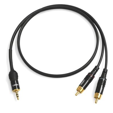 Sommercable -Onyx 2025- HiFi Adapterkabel - 2x Cinch auf 1x Klinke 3,5mm - Schwarz