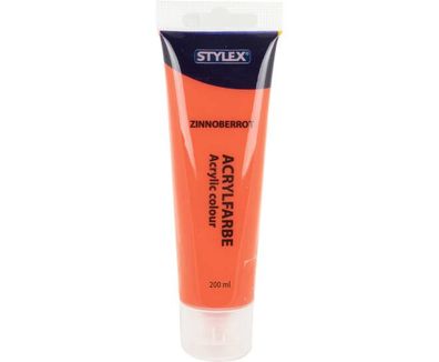 Acrylfarbe 200 ml STYLEX Acryl Farben Malfarbe Künstlerfarbe Malen Zinoberrot