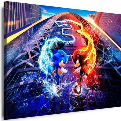 Leinwand Bild Cartoon Sonic Zeichenfilm für kinder Kunstdruck
