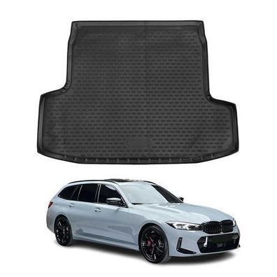 Kofferraummatte Kofferraumwanne für BMW 3er G21 Touring 2019-2024 Gummi Schwarz