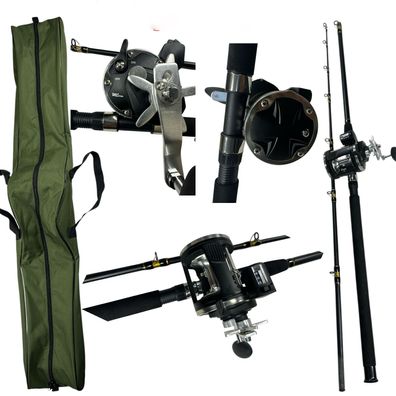 Norwegen Meeresangeln Angelset Komplettset 210cm Rute Bootsrute Rolle Tasche
