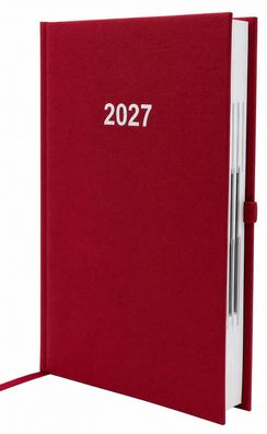 2027 ADINA Buchkalender Chefplaner A5 rot-metallic 1 Tag 1 Seite