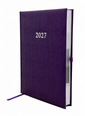 2027 ADINA Buchkalender Chefplaner A5 violett-metallic 1 Tag 1 Seite