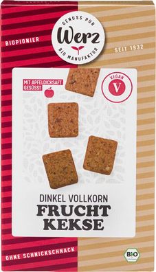 3x Naturkornmühle Werz Frucht Kekse, Dinkel Vollkorn 125g