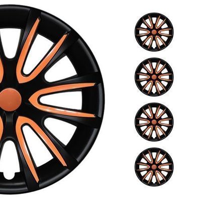 4x Radkappen 16 zoll Matt Schwarz & Orange