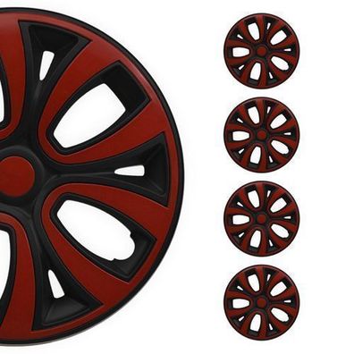 Radkappen 15 zoll Schwarz & Rot 4tlg satz